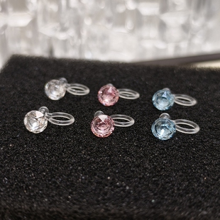 6mm透底施家华子耳夹！！无耳洞女圆钻塑料树脂透明U型隐形耳骨夹