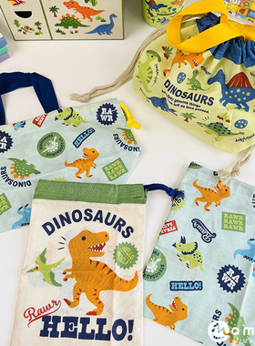 日本制正品小恐龙收纳袋skater抽绳束口袋手提旅行杂物便当饭盒袋