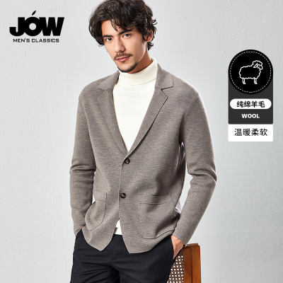 100纯羊毛针织西装外套男士单西