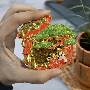 原创天柱山文创财神福袋流沙冰箱贴金属安徽旅游新年礼物安庆特产