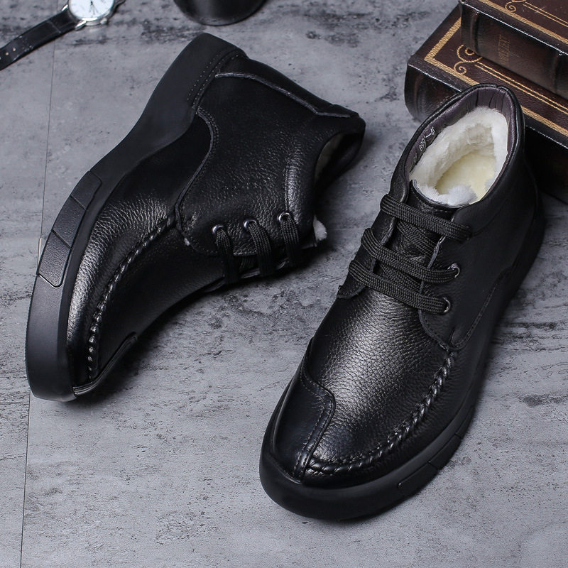 冬季真皮羊毛棉鞋男皮毛一体保暖男士棉皮鞋男鞋防滑软底高帮棉鞋,流行男鞋,高帮鞋,淘宝优惠券,粉丝福利购,淘宝优惠卷