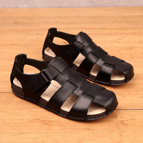 罗马凉鞋男2025夏季新款休闲时尚百搭真皮透气轻便软底外穿沙滩鞋