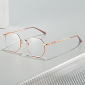 多边形显瘦光学眼镜女复古金丝眼镜框可配近视度数防蓝光平光镜男