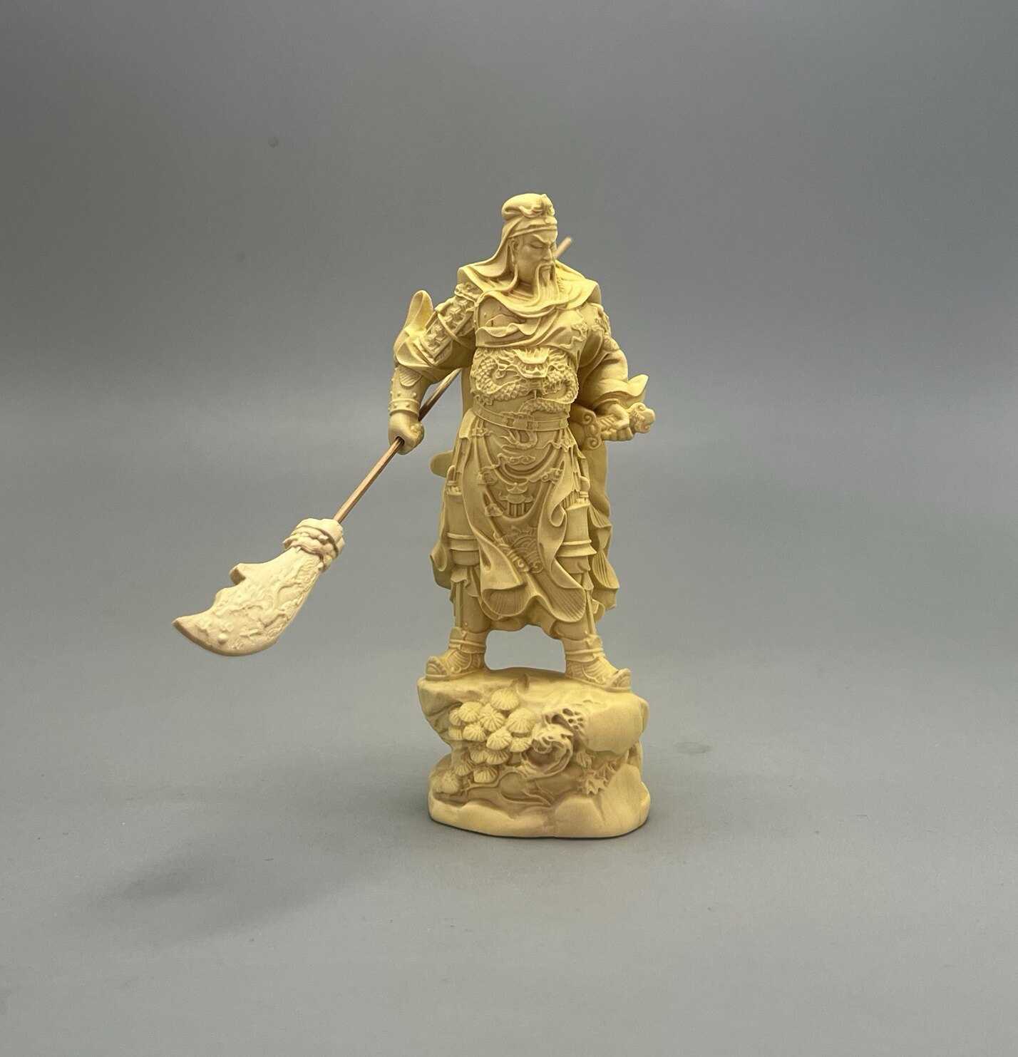 黄杨木雕坐关公实木站像武财神家居办公桌玄关摆件供奉车载装饰品