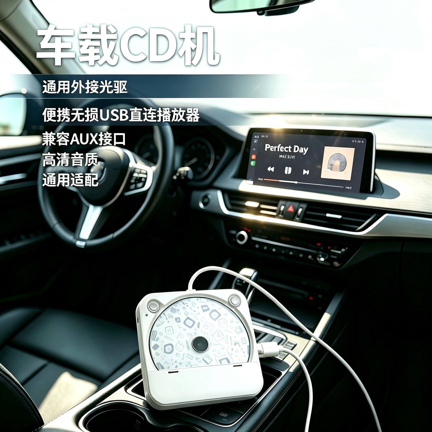 迷你车载cd机播放机外置光驱便携无损usb直连接通用播放器读取AUX