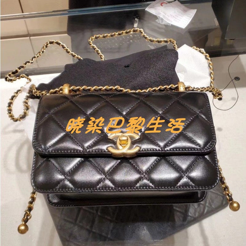 Chanel/香奈儿包包 双金珠口盖包 小金球woc链条包单肩包斜挎女包