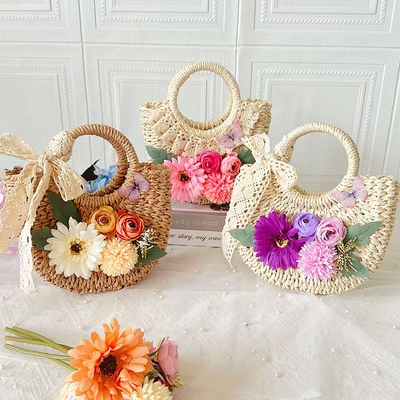 草编包diy材料包手工手提包花束活动暖场团建沙龙女神节日礼物