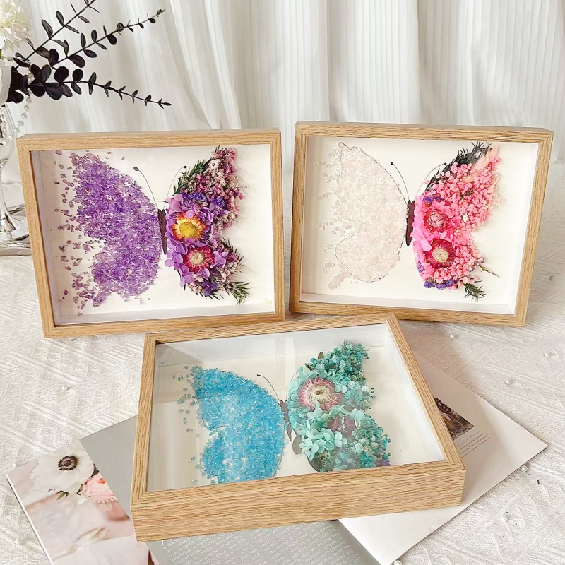 干花相框贴画diy水晶永生花蝴蝶永生花团建活动手工材料节日礼物