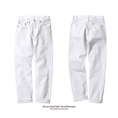 修身低腰14.5oz女款白色丹宁
