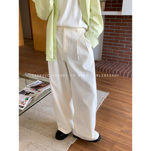 白口阳【燕麦田野】米白色南法松弛感宽松直筒休闲长裤男生2026年