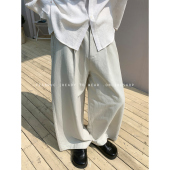 阔腿裤 白口阳 极简硬挺大廓形双褶裥A型长裤 老钱色系 男 昼梦录