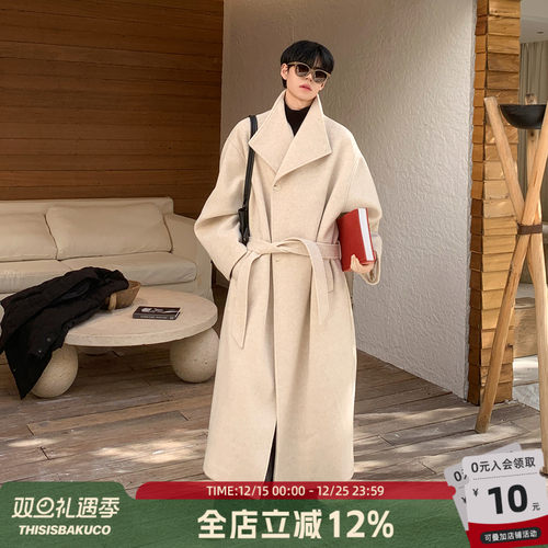 白口阳【左岸梦旅】雪白缪斯极简老钱美学宽松加厚毛呢大衣外套冬