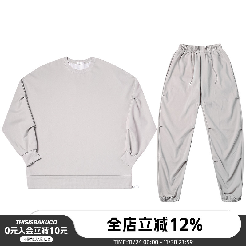 白口阳设计感百搭束腿长袖卫衣