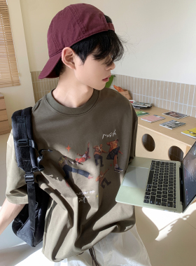 白口阳【美式mvp】100%纯棉 薄款印花T恤男生宽松短袖夏季2025年