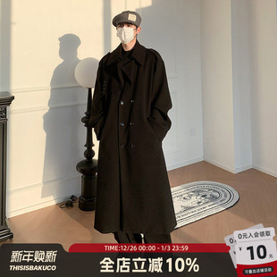 大衣双排扣立领宽松中长款 新款 白口阳冬季 外套 潮WOO专属