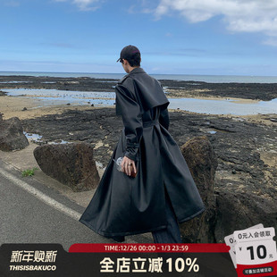 皮大衣外套男 黑色哥特风韩系穿搭中长款 白口阳 这个杀手不太冷