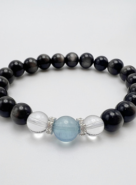 【秘境珠宝】黑曜石银曜石海蓝宝白水晶喜水提升水能力