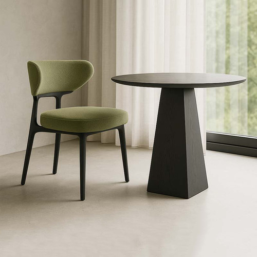 白蜡木中古风布艺软包餐椅