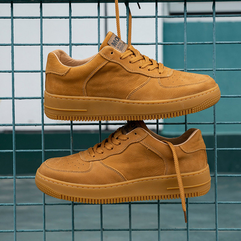 2025新款秋季户外板鞋工装休闲潮流百搭棕色板鞋青年运动鞋男百搭