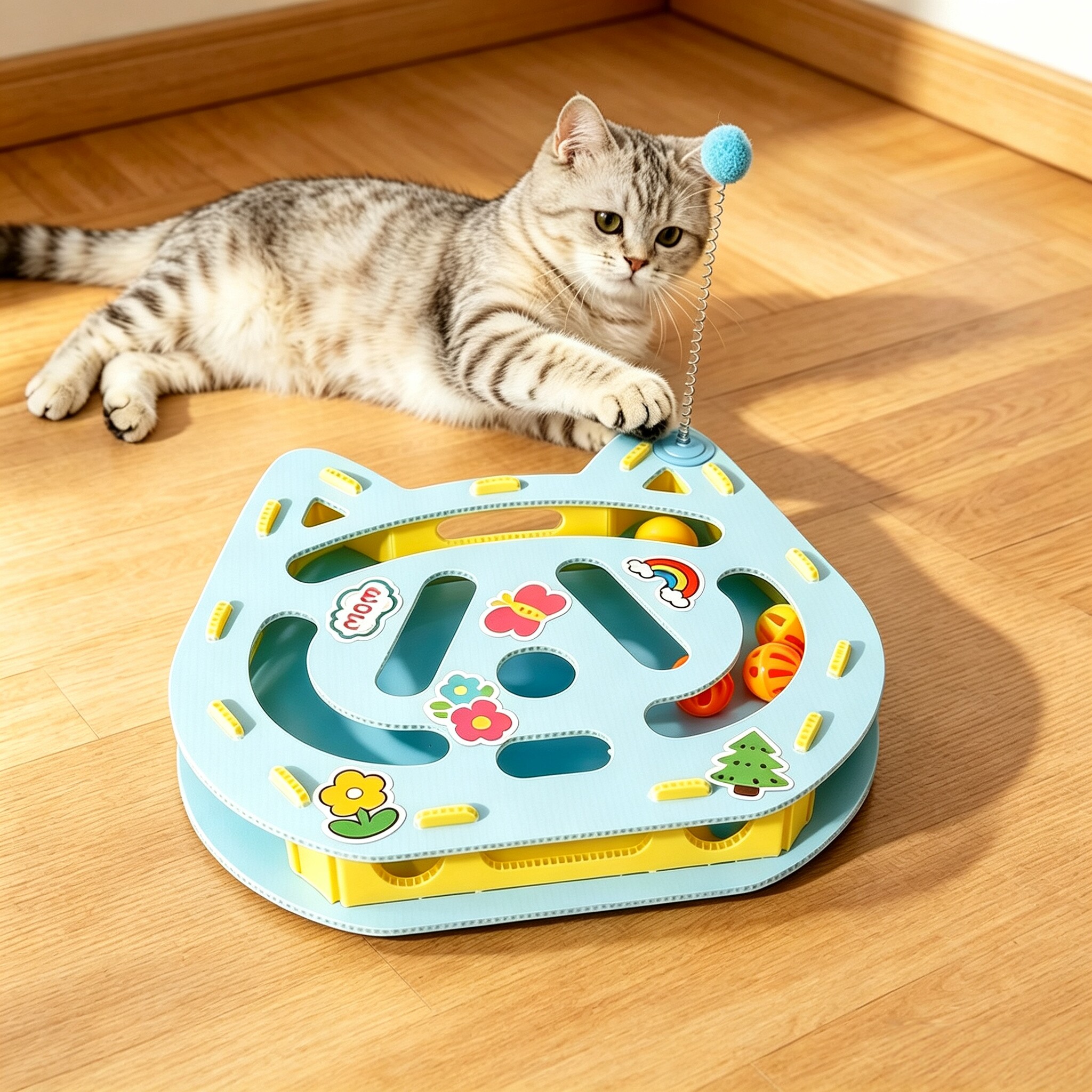 益智猫转盘迷宫轨道球玩具