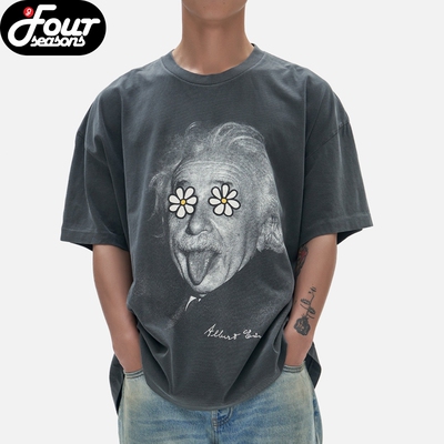 人像做旧短袖T恤Epideprefab