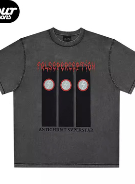 【四季】False Perception反光3M闪电褪色反穿短袖T恤正反印花Tee