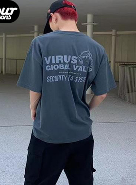 四季GLOBALVALLY Virus tee夏季印花字母纯棉短袖T恤水洗质感上衣