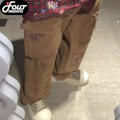 男卡其色大破坏破洞水钻Boro工装 裤 Studios 24FW 四季 Marche