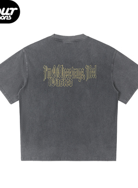 juice wrld 25SS新品黄色字体启示录999短袖T恤宽松夏季水洗灰色