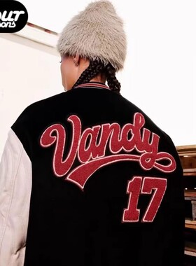 【四季】Vandy ThePink 红色压绣棒球夹克春秋季美式外套宽松25FW