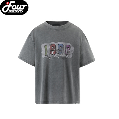 JUICEwrld脏染复古印花短袖T恤