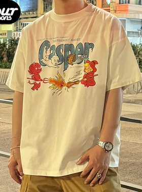 四季 Purey Casper鬼马小精灵破坏卡通印花Vintage夏季Tee短袖T恤