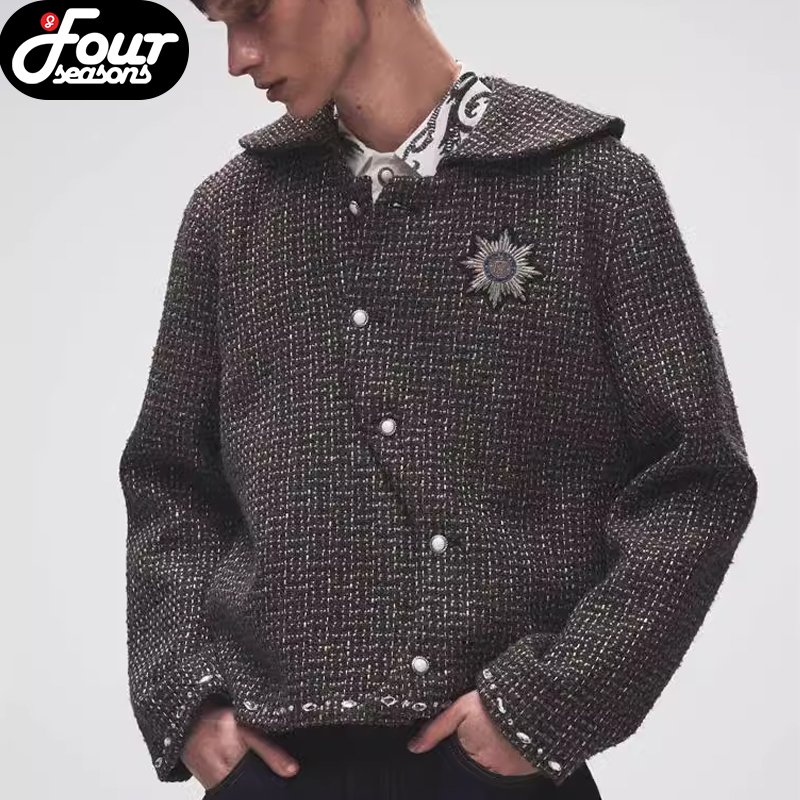 BORC轻奢夹克编织钻链装饰外套