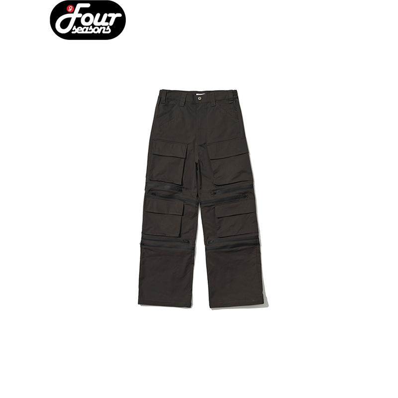 四季GLOBALVALLY多功能拉链尼龙工装裤 ZIPPER NYLON CARGO PANTS
