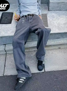 四季 HIDE IN HILLS躲在山日产烟灰色牛仔裤牛仔直老钱干净阔腿裤