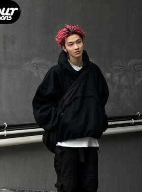 UPGREATED 重磅黑色双层连帽卫衣 解构活页廓形 连帽衫 休闲 宽松