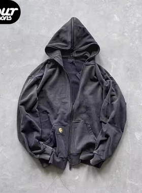 【四季】False Perception怪形拉链连帽卫衣水洗面料质感帽衫外套