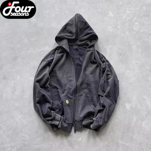 【四季】False Perception怪形拉链连帽卫衣水洗面料质感帽衫外套