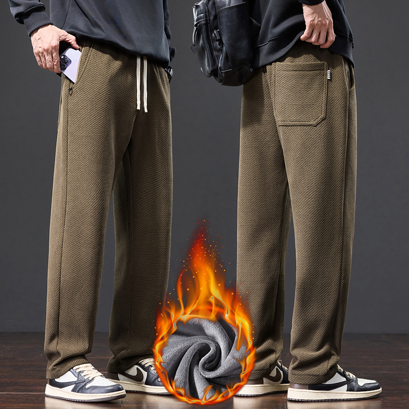 冬季加绒加厚保暖休闲长裤男松紧腰修身直筒卫裤H807R/p47常规40，男装休闲裤，星座223-1（原星座201）