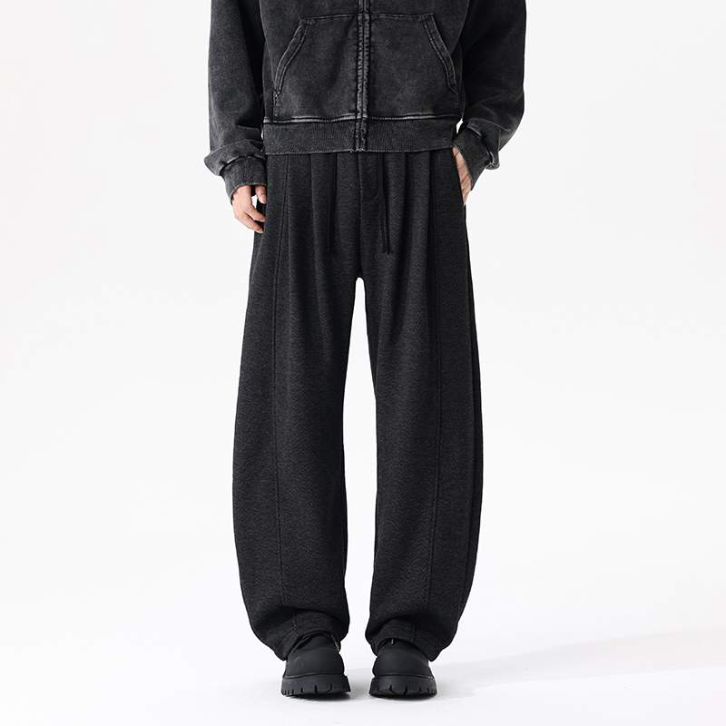 冬季重磅弯刀休闲裤男卫裤醋酸棉羊毛呢人字纹阔腿裤H809/p65，男装休闲裤，星座223-1（原星座201）