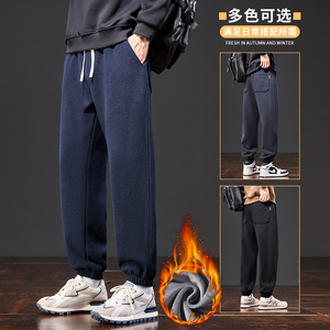 冬季加绒加厚休闲卫裤男雪尼尔灯芯绒人字纹束脚裤H888Rp47常规40图片