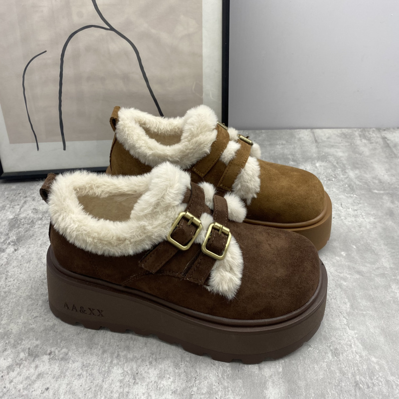 25秋冬加绒勃肯鞋女厚底保暖一脚蹬懒人棉鞋冬季毛绒休闲鞋女