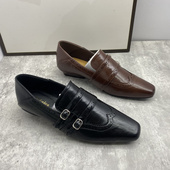 女复古雕花低跟小单鞋 26春季 英伦风方头搭扣布洛克鞋 百搭女