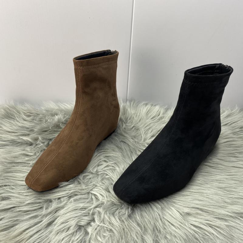 商场当季新款粗跟韩系小踝靴内增高加绒后拉链复古方头马丁靴