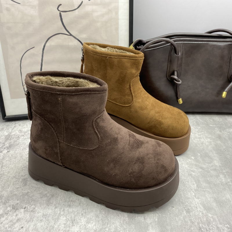 25秋冬舒适加绒厚底雪地靴女冬季保暖防滑增高短靴毛绒棉靴