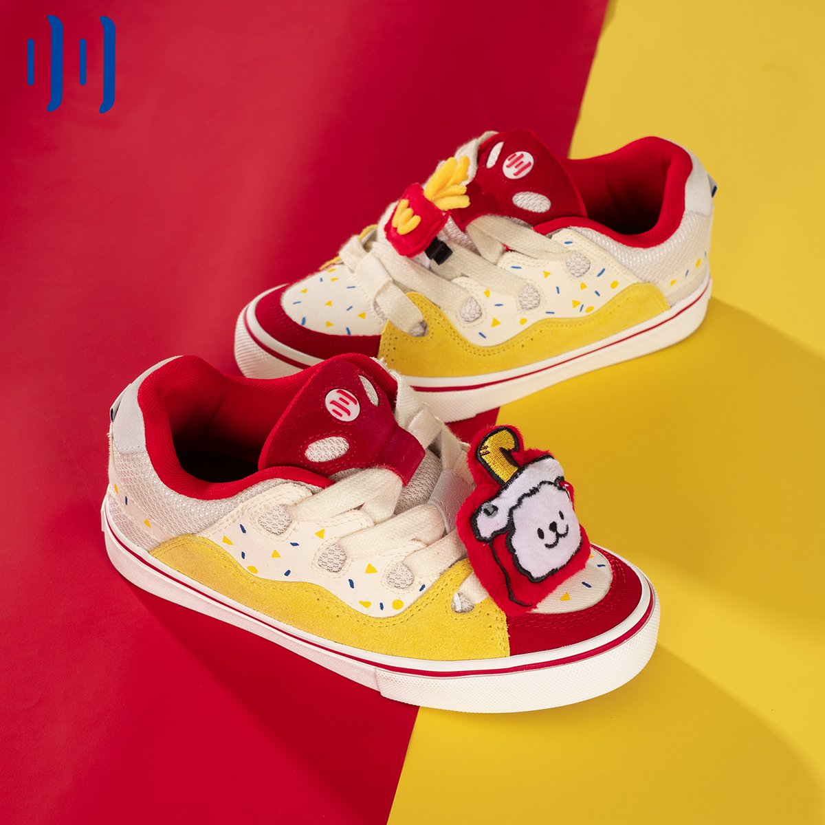 顽刻ollieskate面包鞋芝士薯条红黄撞色拼接BAKE男女国潮滑板鞋