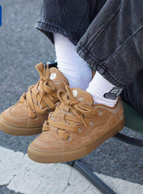 顽刻ollieskate面包小麦色拼接BAKE复古秋冬男女专业国潮滑板鞋