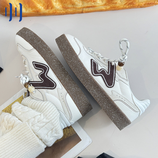 顽刻ollieskate白棕拼色生胶底W系列春季男女国潮德训滑板鞋