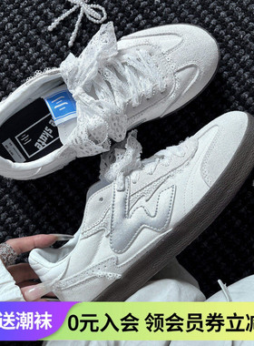 顽刻ollieskate白银蕾丝翻毛皮生胶底W系列男女国潮德训滑板鞋