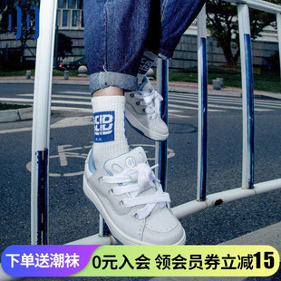 顽刻ollieskate冷粘面包鞋 白蓝头层皮复古拼接BAKE2男女滑板鞋